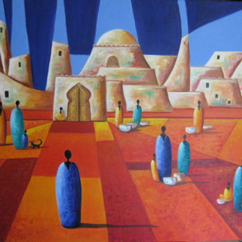 Peinture intitulée "Couleurs Marocaines" par Gisèle Rouquette, Œuvre d'art originale, Huile