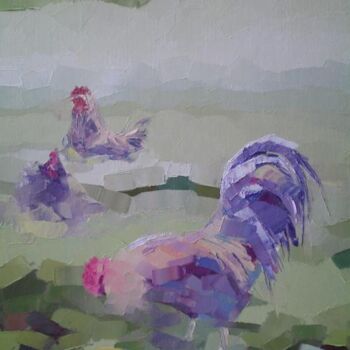 「poule et coq」というタイトルの絵画 Gisele Ceccarelliによって, オリジナルのアートワーク