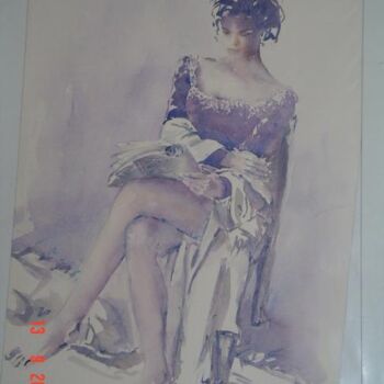 Painting titled "femme lisant" by Gisele Ceccarelli, Original Artwork