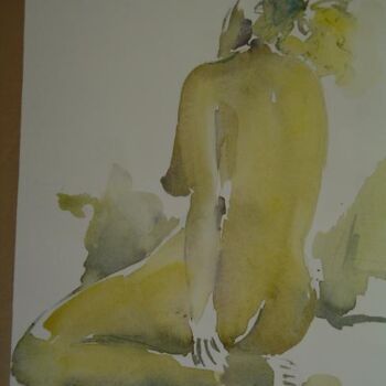 Peinture intitulée "nu à l'aquarelle" par Gisele Ceccarelli, Œuvre d'art originale, Huile