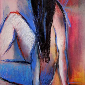 Painting titled "femme brune assise" by Gisèle Nesme, Original Artwork, Oil