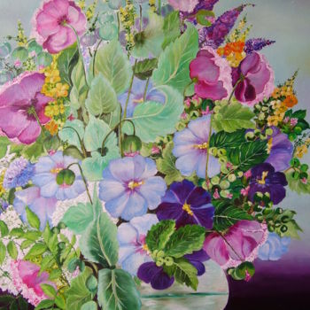 Painting titled "bouquet-champ.jpg" by Gisele Perron, Original Artwork, Oil
