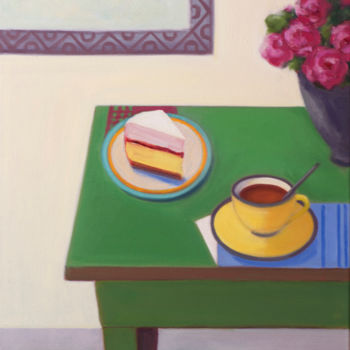 Peinture intitulée "Tea with Cake" par Giselle Ayupova, Œuvre d'art originale, Huile Monté sur Châssis en bois