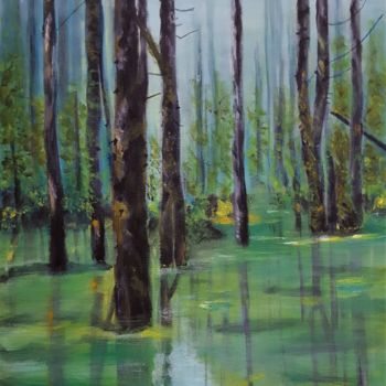 Peinture intitulée "Forêt inondée" par Gita Devanthéry, Œuvre d'art originale, Acrylique