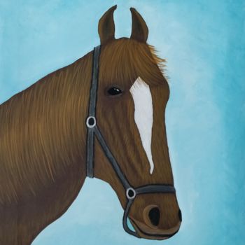 Painting titled "Bucephalus, the Hor…" by Gitika Singh, Original Artwork, Acrylic Mounted on Wood Stretcher frame