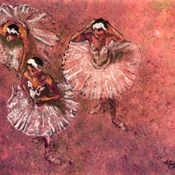 Painting titled "Trio de ballerines" by Antoine Giuffrida, Original Artwork, Oil