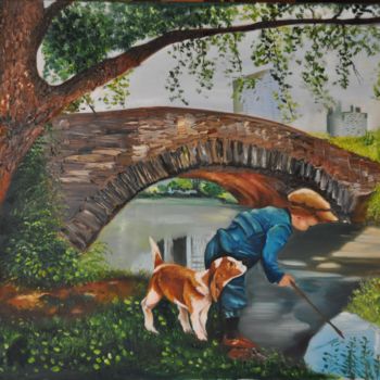 Painting titled "La curiosità" by Giuliana Candeliere, Original Artwork, Oil