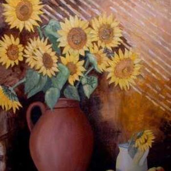 Painting titled "les tournesols" by Giuliano Bianchetti, Original Artwork