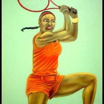 Schilderij getiteld "Serena Williams" door Giuliano Cavallo, Origineel Kunstwerk, Olie