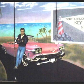 Painting titled "Pink Cadilac" by Giuliano Cavallo, Original Artwork, Oil