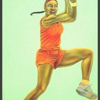 Painting titled "Serena Williams" by Giuliano Cavallo, Original Artwork, Oil