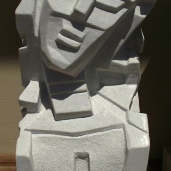 Sculpture titled "testa geometrica-Ma…" by Giulio Adobati, Original Artwork, Stone
