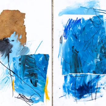 Malarstwo zatytułowany „"Little blue diptyc…” autorstwa Giulio Benatti, Oryginalna praca, Olej