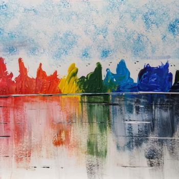 Peinture intitulée "Colorful Landscape" par Giulio Bradamante, Œuvre d'art originale, Acrylique