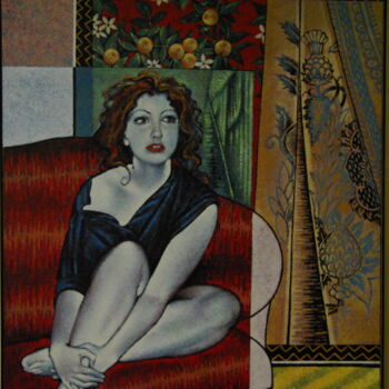 Painting titled "la stanza degli ara…" by Giulio Ciccarone, Original Artwork, Acrylic Mounted on Wood Stretcher frame