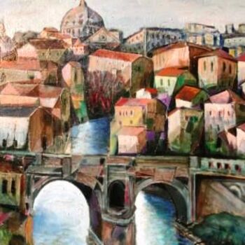 Malerei mit dem Titel "ponte sul tevere" von Giulio Petrillo, Original-Kunstwerk
