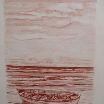 Dibujo titulada "barca alla deriva" por Giulio Ruocco, Obra de arte original