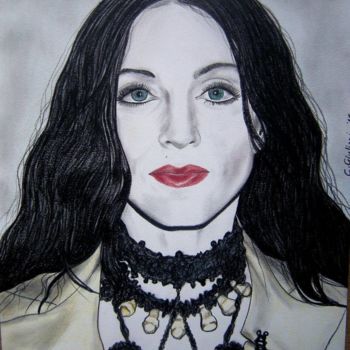 Peinture intitulée "Madonna" par Cristina Giuliani, Œuvre d'art originale, Fusain