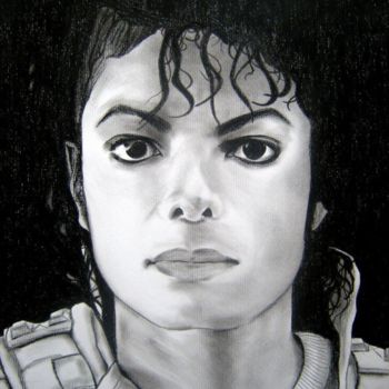 Malerei mit dem Titel "Michael Jackson" von Cristina Giuliani, Original-Kunstwerk, Kohle