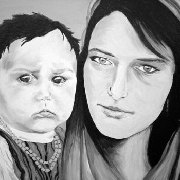 Malerei mit dem Titel "Mother&son" von Cristina Giuliani, Original-Kunstwerk, Öl