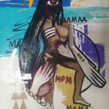 Peinture intitulée "Мать" par Giulnara Cham, Œuvre d'art originale, Huile