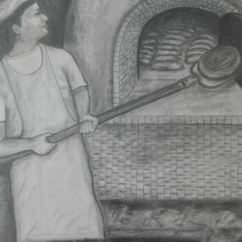 Drawing titled "Antico forno" by Pinoandrello, Original Artwork, Pencil