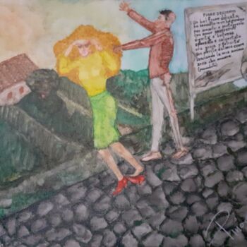 Картина под названием "Fiore delicato" - Pinoandrello, Подлинное произведение искусства, Акварель