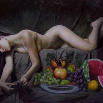 Schilderij getiteld "nudo" door Giuseppe Cacciapuoti, Origineel Kunstwerk, Olie
