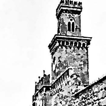 Digital Arts titled "Mura e torre" by Giuseppe Cocco, Original Artwork, Ink