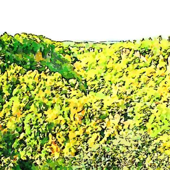 Arte digitale intitolato "Paesaggio con bosco" da Giuseppe Cocco, Opera d'arte originale, Acquarello