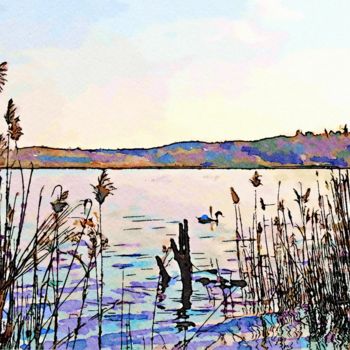 Digital Arts titled "Canneto sul lago" by Giuseppe Cocco, Original Artwork, Watercolor