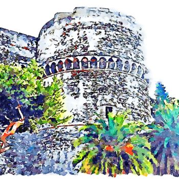 Digital Arts titled "Torre del castello" by Giuseppe Cocco, Original Artwork, Watercolor