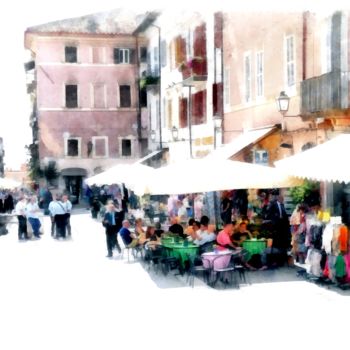 Arte digitale intitolato "Castel Gandolfo: bar" da Giuseppe Cocco, Opera d'arte originale, Pittura digitale