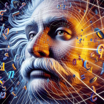 Arts numériques intitulée "Einstein 1" par Giuseppe Cristadoro, Œuvre d'art originale, Image générée par l'IA