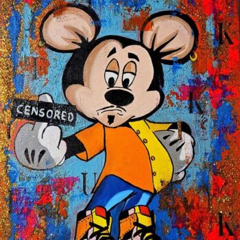 Painting titled "F**k Yourself" by Giuseppe D’Alessandro (JD), Original Artwork, Oil Mounted on Wood Panel