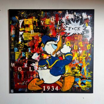 "DonaldF*uck" başlıklı Tablo Giuseppe D’Alessandro (JD) tarafından, Orijinal sanat, Petrol Ahşap panel üzerine monte edilmiş