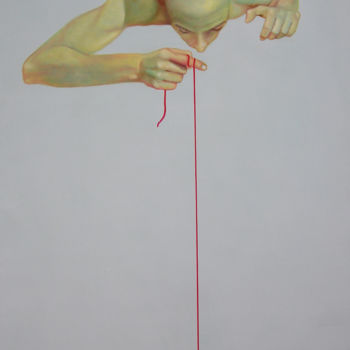 Malarstwo zatytułowany „Filo rosso 6” autorstwa Giuseppe Jobin Tanzi, Oryginalna praca, Olej