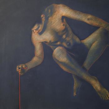 Pintura titulada "Filo rosso 17" por Giuseppe Jobin Tanzi, Obra de arte original, Oleo