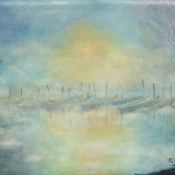 Pittura intitolato "Sul lago" da Giuseppe Mancuso, Opera d'arte originale, Olio