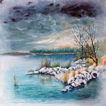Peinture intitulée "Neve sul lago" par Giuseppe Mancuso, Œuvre d'art originale, Huile