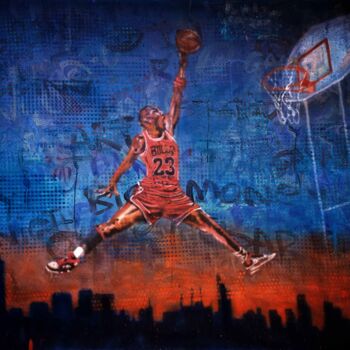 Painting titled "Michael Jordan" by Giuseppe Valia, Original Artwork, Spray paint