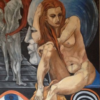 Painting titled "RASSEGNAZIONE" by Giuseppina Federico, Original Artwork, Oil Mounted on Wood Stretcher frame