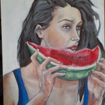 Painting titled "Sapori estivi" by Giuseppina Federico, Original Artwork, Oil Mounted on Wood Stretcher frame