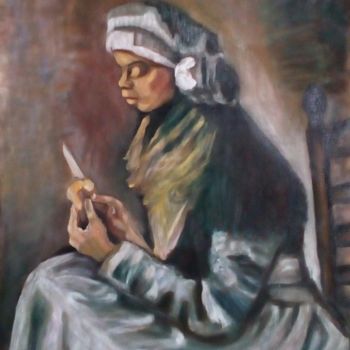 Painting titled "la pelatrice di pat…" by Cardellarte, Original Artwork, Oil