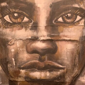 Schilderij getiteld "GAZE OF EMPOWERMENT" door Giza, Origineel Kunstwerk, Acryl Gemonteerd op Frame voor houten brancard