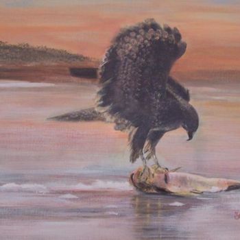 Peinture intitulée "aigle pecheur" par Gizelia, Œuvre d'art originale
