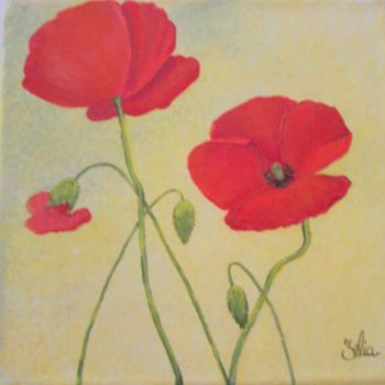 Painting titled "coquelicots" by Gizelia, Original Artwork