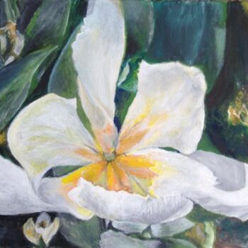 Painting titled "White magic" by Gizella Fejes, Original Artwork, Oil