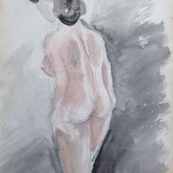Painting titled "Nude (Study)" by Gizella Fejes, Original Artwork