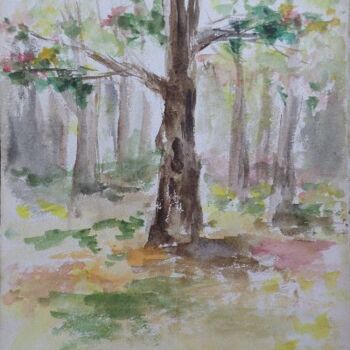 Painting titled "Woods (Study)" by Gizella Fejes, Original Artwork